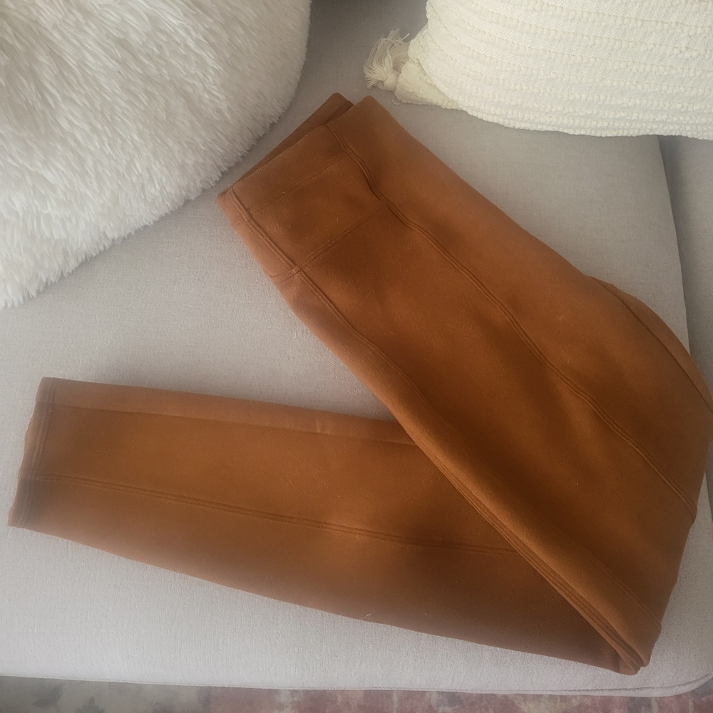 SPANX faux suede tan leggings - small